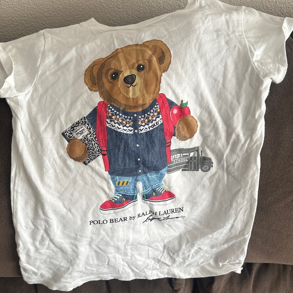 Ralph Lauren White Polo Bear T-Shirt with Red Accents
